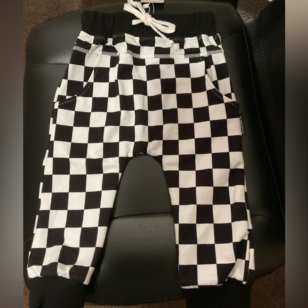 NWT checkerboard lounge panda pants 2T